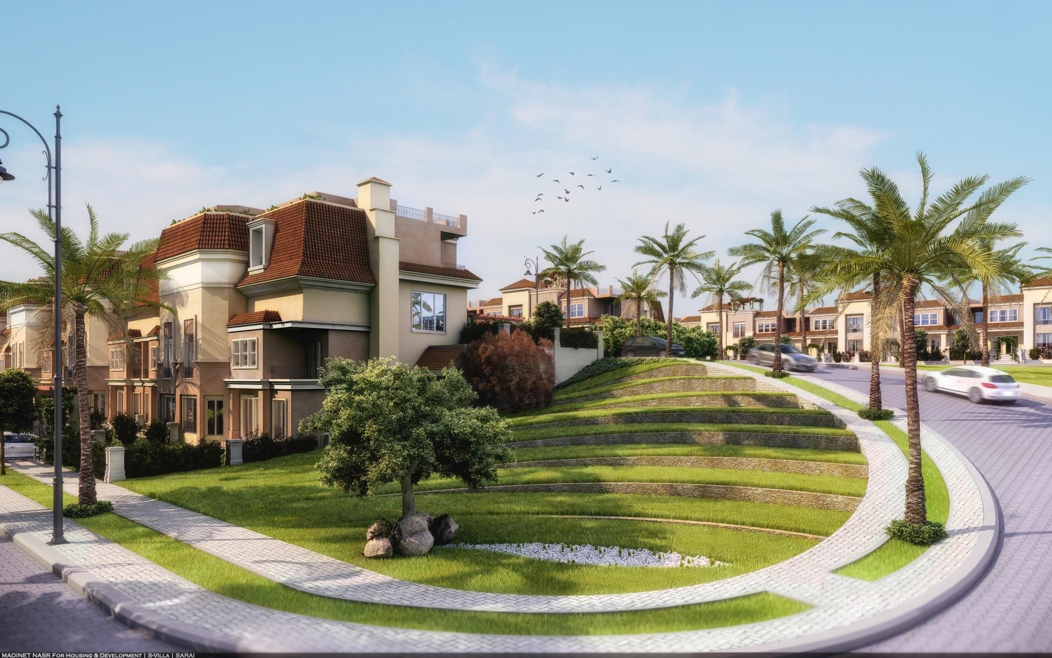 المساحات الخضراء في Sarai New Cairo _يوفن UVISNE